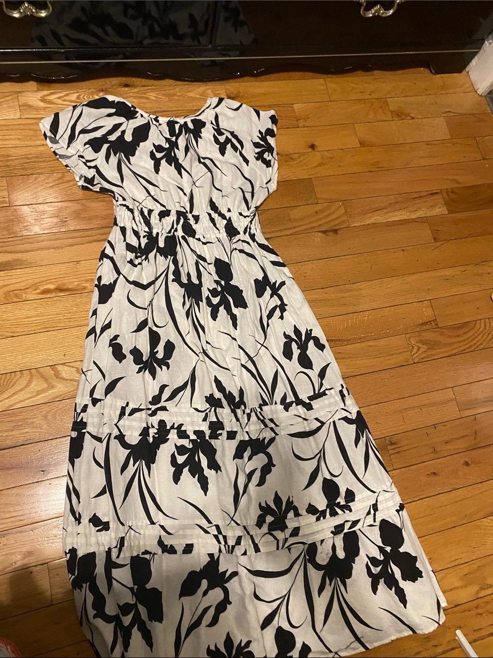 Rachel Zoe White Maxi Dress with Black Floral Print